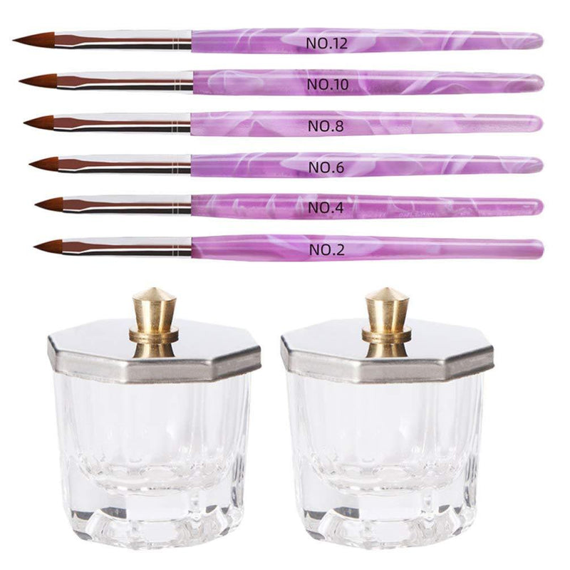 Beaupretty 10pcs Nail Art Manicure Care Tools Nail Art Liner Brush Clear Glass Dappen Dish Liquid Powder Crystal Cup with Lid For Painting Drawing UV Gel Nail - BeesActive Australia