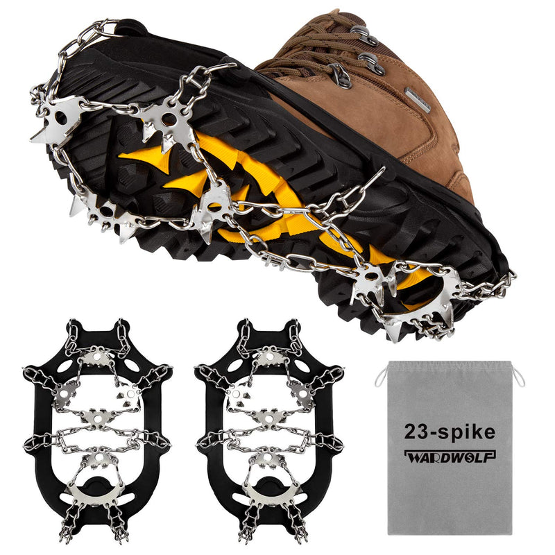Crampons Ice Cleats Safety Traction Cleats Snow Ice Grips 23 Spikes fit Boots/Shoes for Women Men Hiking Walking black Medium (Boot Size: M <7/W <8) - BeesActive Australia