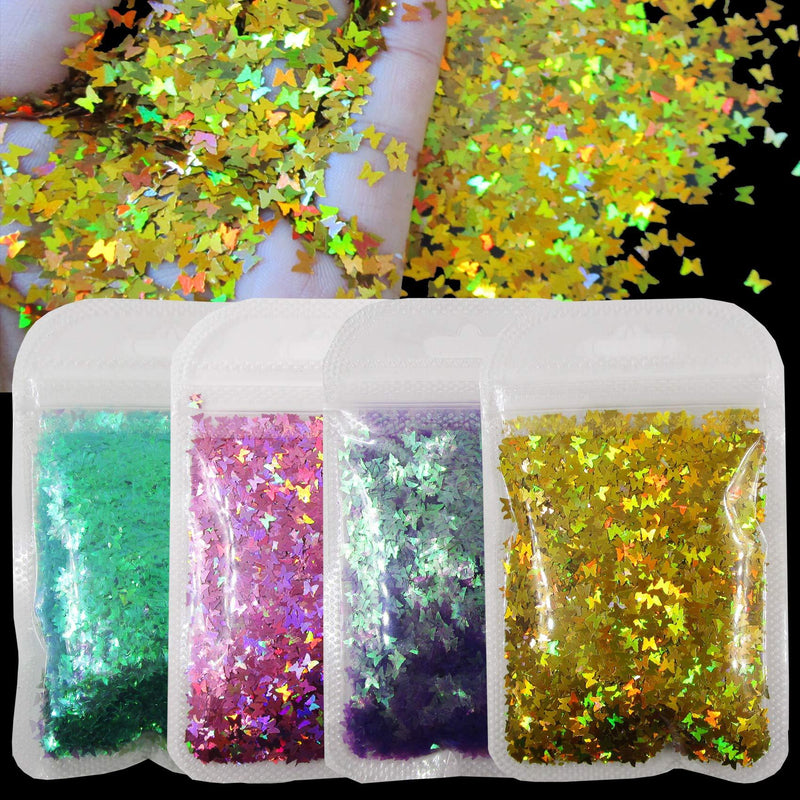 Holographic Gold Butterfly Glitter Sequins Mylay Purple Gren Iirescent Chunky Glitter Flakes Sparkle Stickers Resin Epoxy Slime Supplies Nail Decor - BeesActive Australia