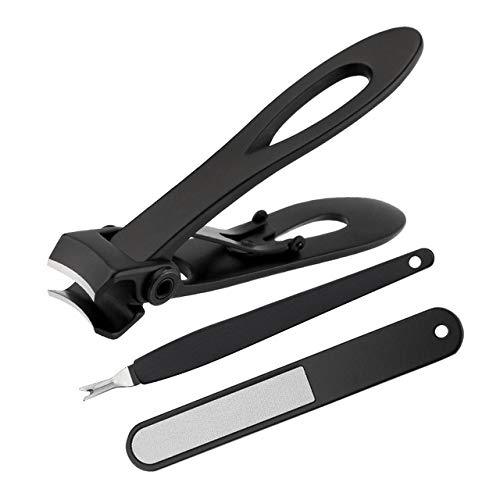 Professional Ultra Wide Jaw Nail Clippers + Cuticle Trimmer + Nail File for Thick Nails Cutter,Manicure Set,Pedicure Kit,Men & Women(Black). - BeesActive Australia