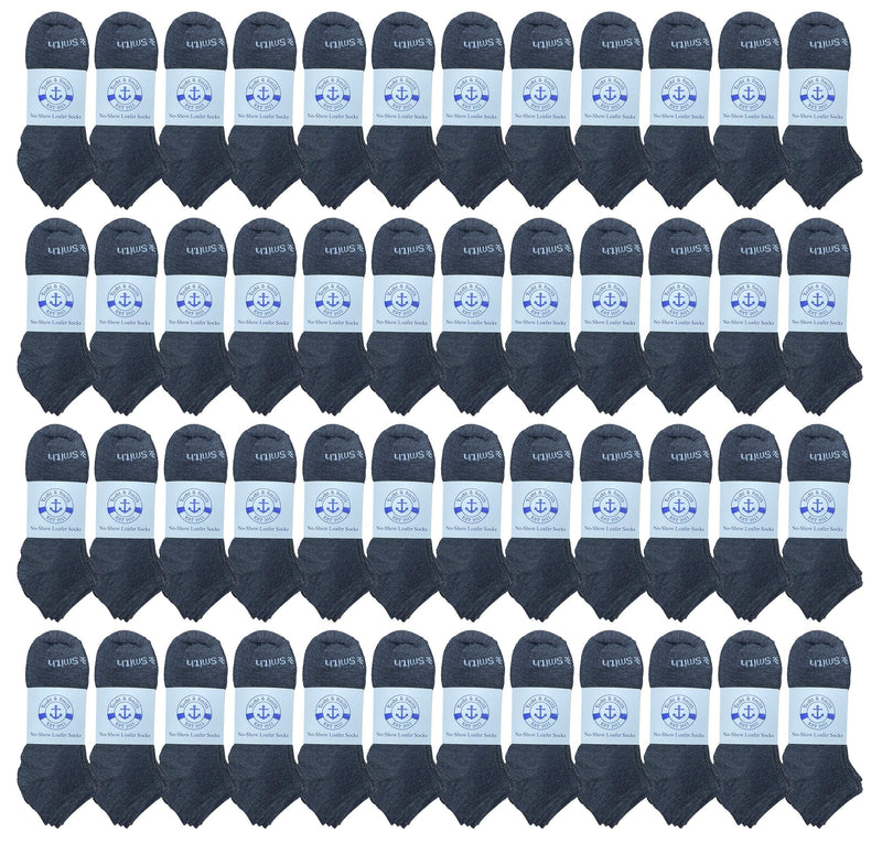 BILLIONHATS 48 Pairs of Kids Wholesale Shoe Liner Training Socks No Show Thin Low Cut Sport Ankle Bulk Socks, 6-8 48 Pairs Dark Heather Gray - BeesActive Australia