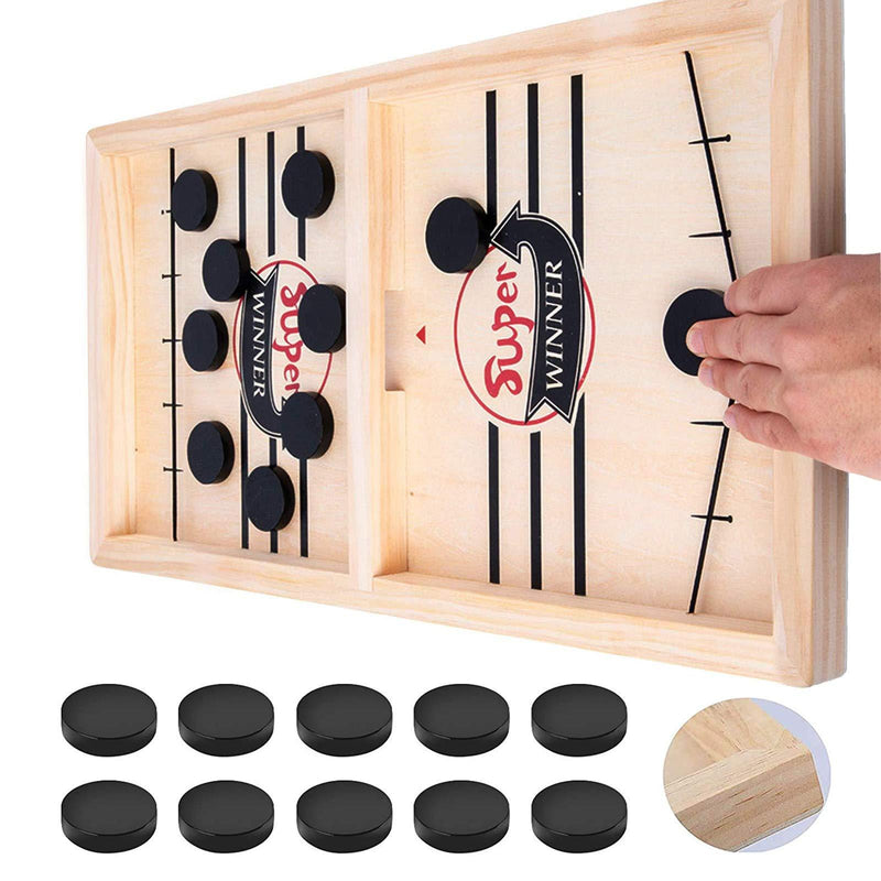 XINKAITE Fast Sling Puck Game, Larger Wooden Hockey Game-Foosball Winner Board Game for Adults Parent-Child, Table Games (14.78*8.87*1.38in) - BeesActive Australia