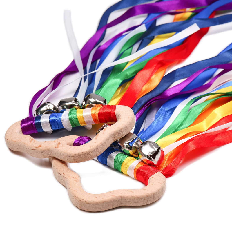 DILIMI Rainbow Hand Ribbon Kite Baby Sensory Toys Waldorf Hand Kite Montessori Learning Toy Cloud Rainbow Hand Kite Set of 2 Gift for Kids - BeesActive Australia
