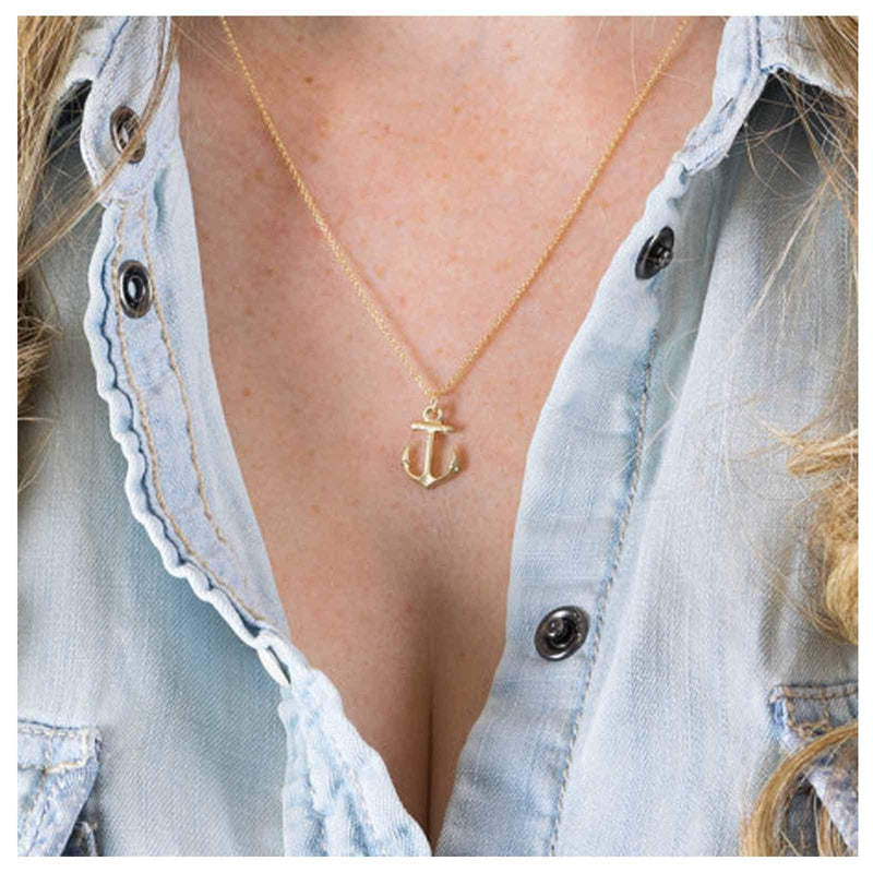 TseanYi Anchor Pendant Necklace Choker Minimalist Gold Anchor Collar Chain Necklace Beach Ocean Nature Necklaces Jewelry for Women and Girls (Gold) - BeesActive Australia