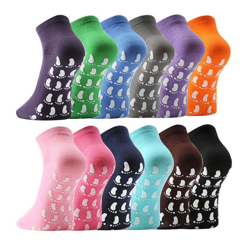 12 Pairs Non Slip Skid Socks for Women, Slipper Socks with Grippers for Hospital Yoga Pilates Color 1 - BeesActive Australia
