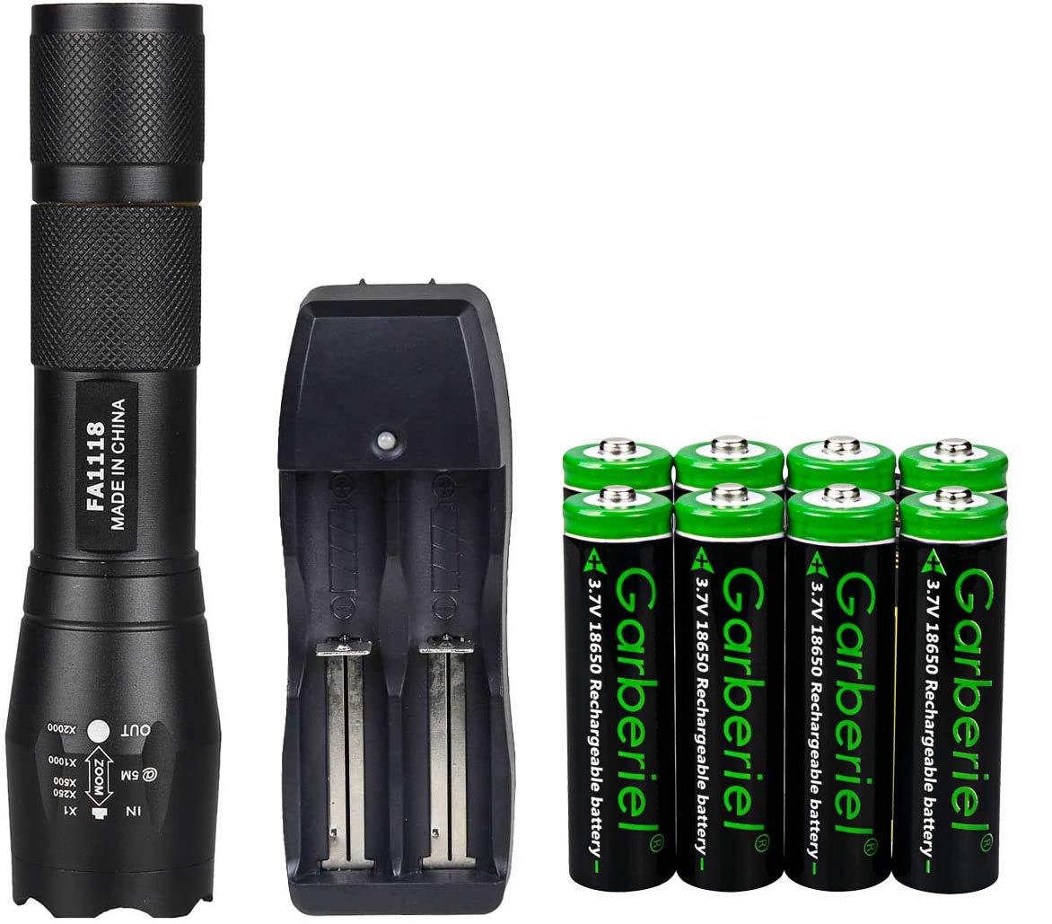 LED 1700 Lumen 18650 Flashlight with 8PCS 3.7V Rechargeable Battery and  Charger,Super Bright Adjustable Focus and Modes Flash Light for Camping,  Hunting, Hiking, Walking Dogs BeesActive Australia