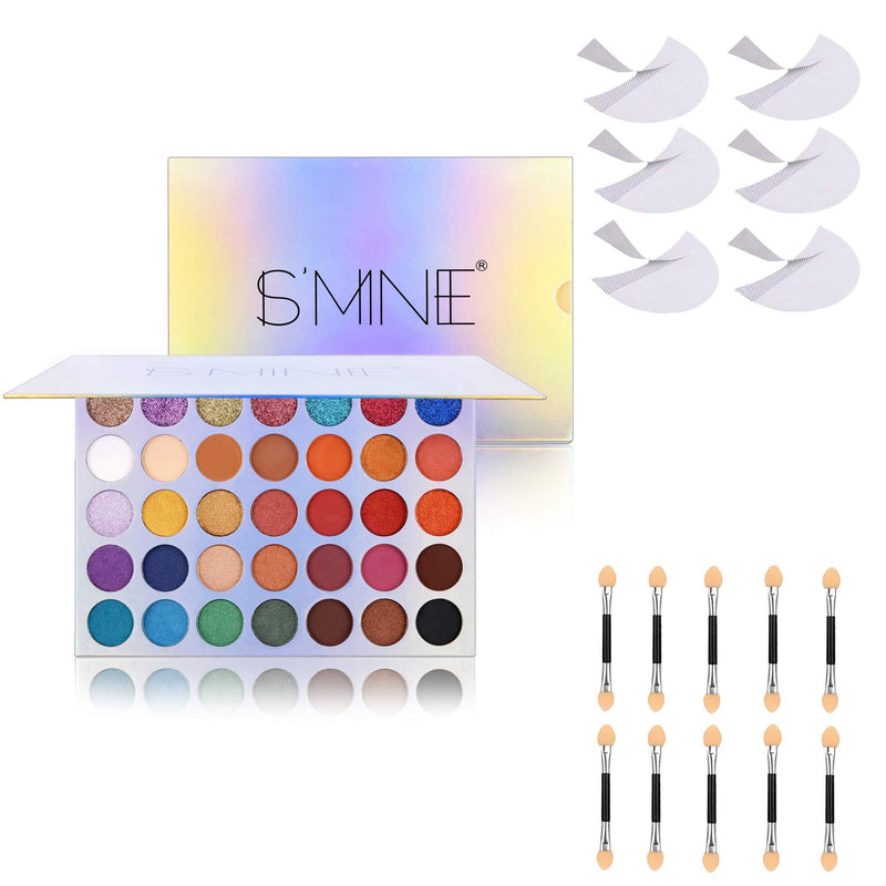 FANICEA Eyeshadow Palette Neutral High Pigmented 35 Colors Mattes Shimmers Long Lasting Waterproof Colorful Blendable Natural Custom Eyes Makeup Kit with Eyeshadow Shield and Sponge Applicators - BeesActive Australia