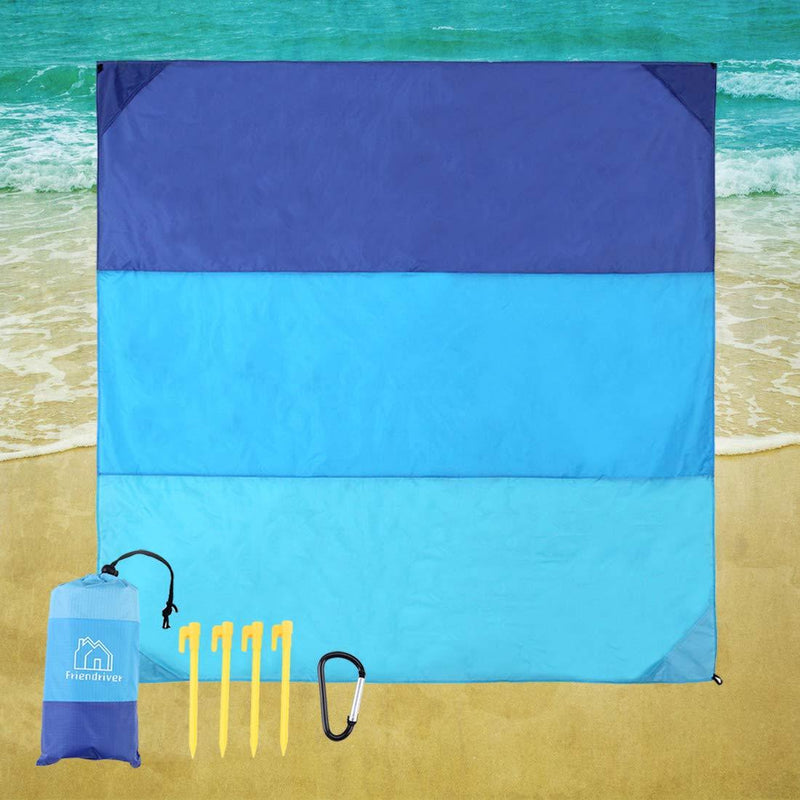 Friendriver Beach Blanket,a Large Waterproof and Sand-Proof Beach Mat Suitable for Adults,Extra Large 82.6"×78.7",Suitable for Traveling,Hiking, and Camping,with Storage Bag Blue-Navy-Sky Blue - BeesActive Australia