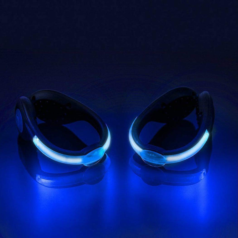 Gortin LED Shoe Clip Lights Glow Safety Light with Batteries High Visibility Reflective Running Gear for Running, Jogging, Walking, Spinning or Biking Pack of 2 Blue - BeesActive Australia