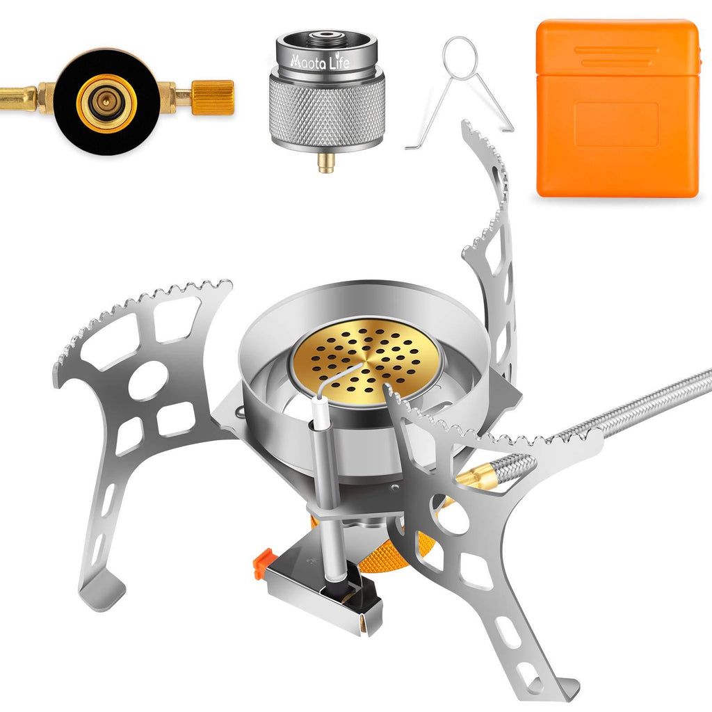 MaotaLife Camping Stove – 3500W Portable Stove – Backpacking Stove Kit with Piezo Ignition – Includes Fuel Canister Adapter and Carry Case – Windproof Design and Energy Efficient - BeesActive Australia