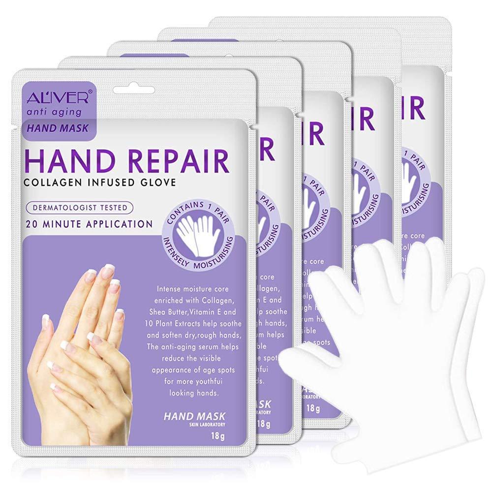 Hand Peel Mask(5 pack),Peeling Off Hand Mask,Natural Moisturizing Gloves,Collagen Exfoliating Gloves for Dry Hands, Repair Rough Skin of Men and Women - BeesActive Australia