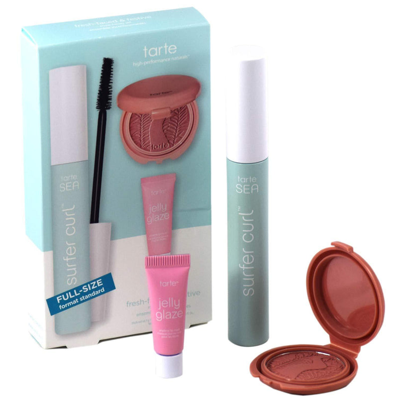 Tarte Fresh-faced and Festive Must-haves Set - Sea Surfer Curl, Jelly Glaze Lip Mask, Blush Paarty - BeesActive Australia