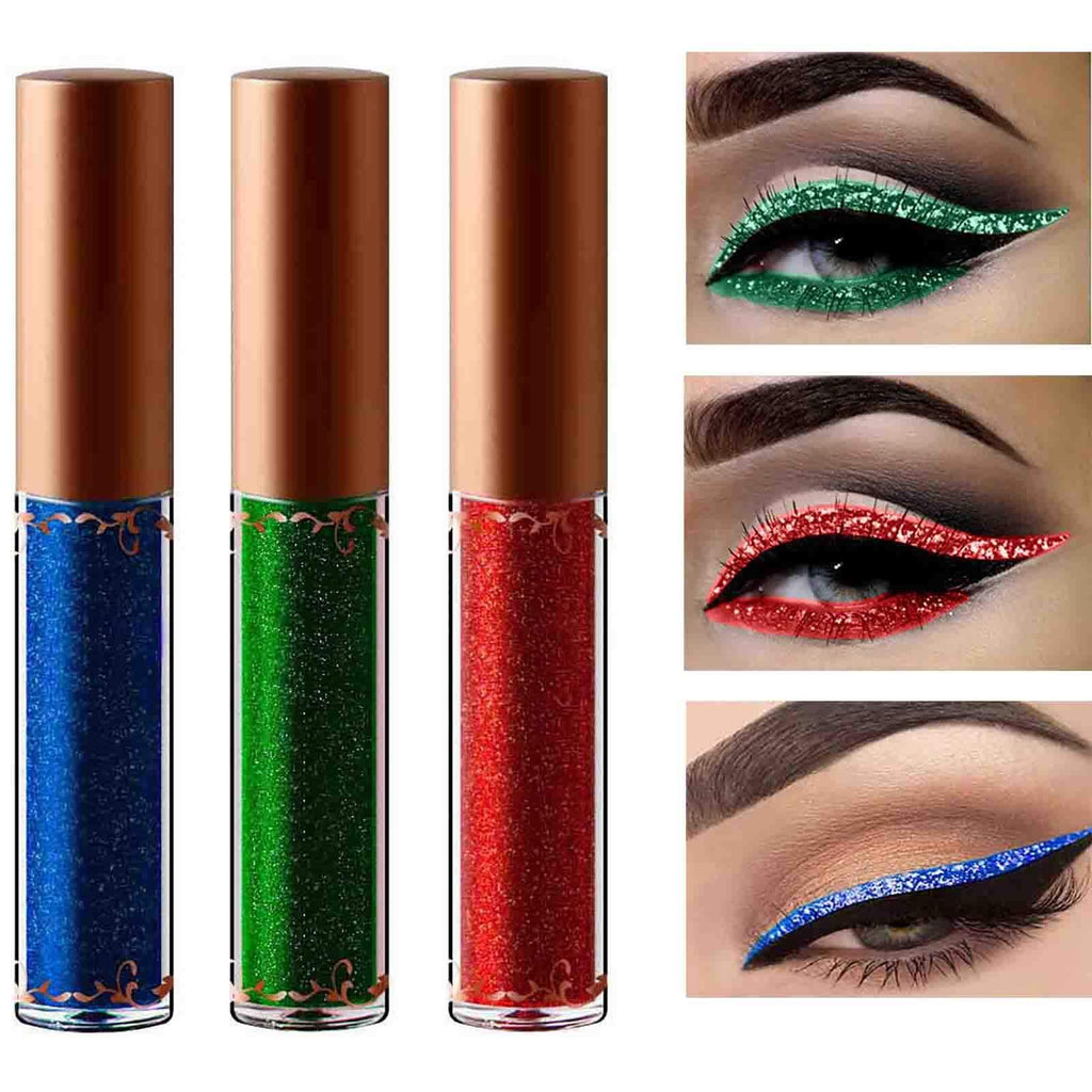 Eyret Diamond Glitter Liquid Eyeshadow High Pigments Shimmer Eyeliner Long Lasting & Blendable Eye Shadow Beauty Makeup for Women and Girls (Blue01#) Blue01# - BeesActive Australia