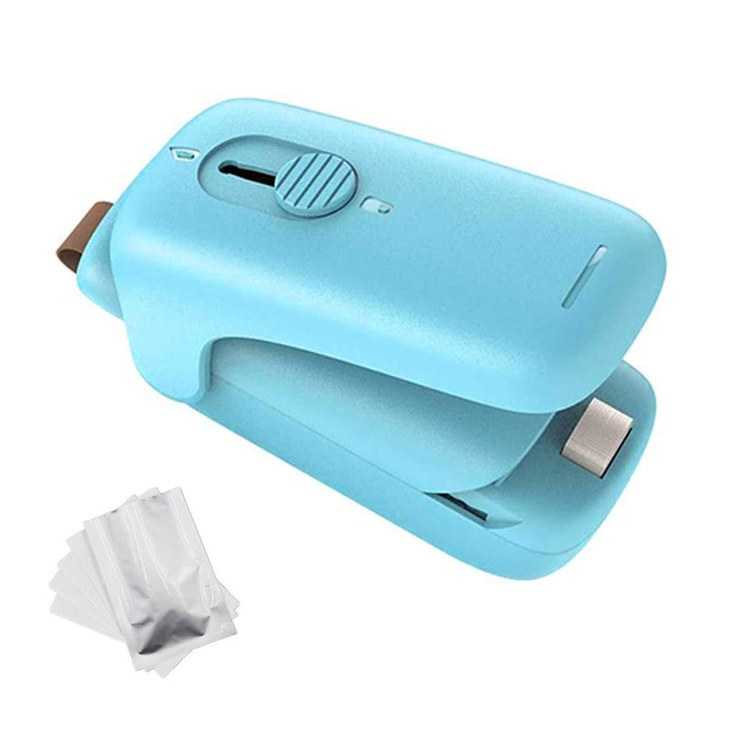 Bag Heat Sealer Mini, Portable Hand-held Plastic Heat Seal Machines, 2 in 1 Mini Heat Chip Bag Sealer with Cutter for Food Saver, Snack Plastic Bags, Cookie Bags with 5 pcs Food Bags - Green - BeesActive Australia