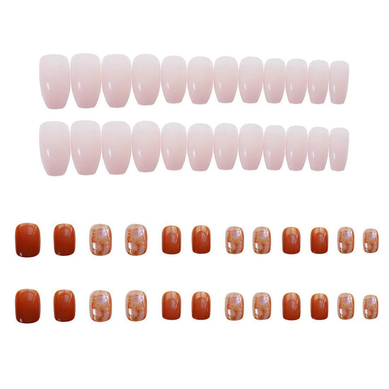 French Nude Gradient Trapezoid Nail Plate Nail Plate Finished Detachable States Nail Plate 48 Pcs for Women and Girls One Size Party Time - BeesActive Australia