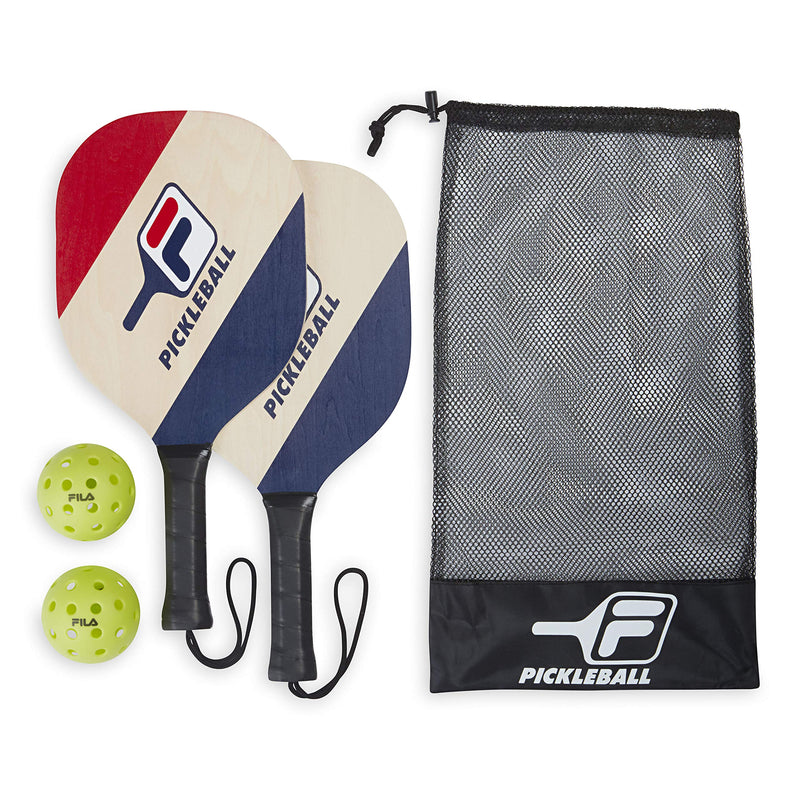 FILA Accessories Pickleball Paddles Set of 2 - Includes 2 Pickle Ball Rackets, 2 Outdoor Pickleball Balls, Pickle-Ball Raquet Game Equipment Mesh Bag Deuce - BeesActive Australia