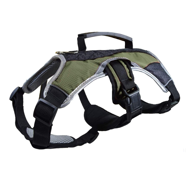 Peak Pooch - No-Pull Dog Harness - Padded Mesh Fabric Dog Vest with Reflective Trim, Lifting Handles, Velcro and Buckle Straps Medium (22" - 31" chest) Hunter Green - BeesActive Australia