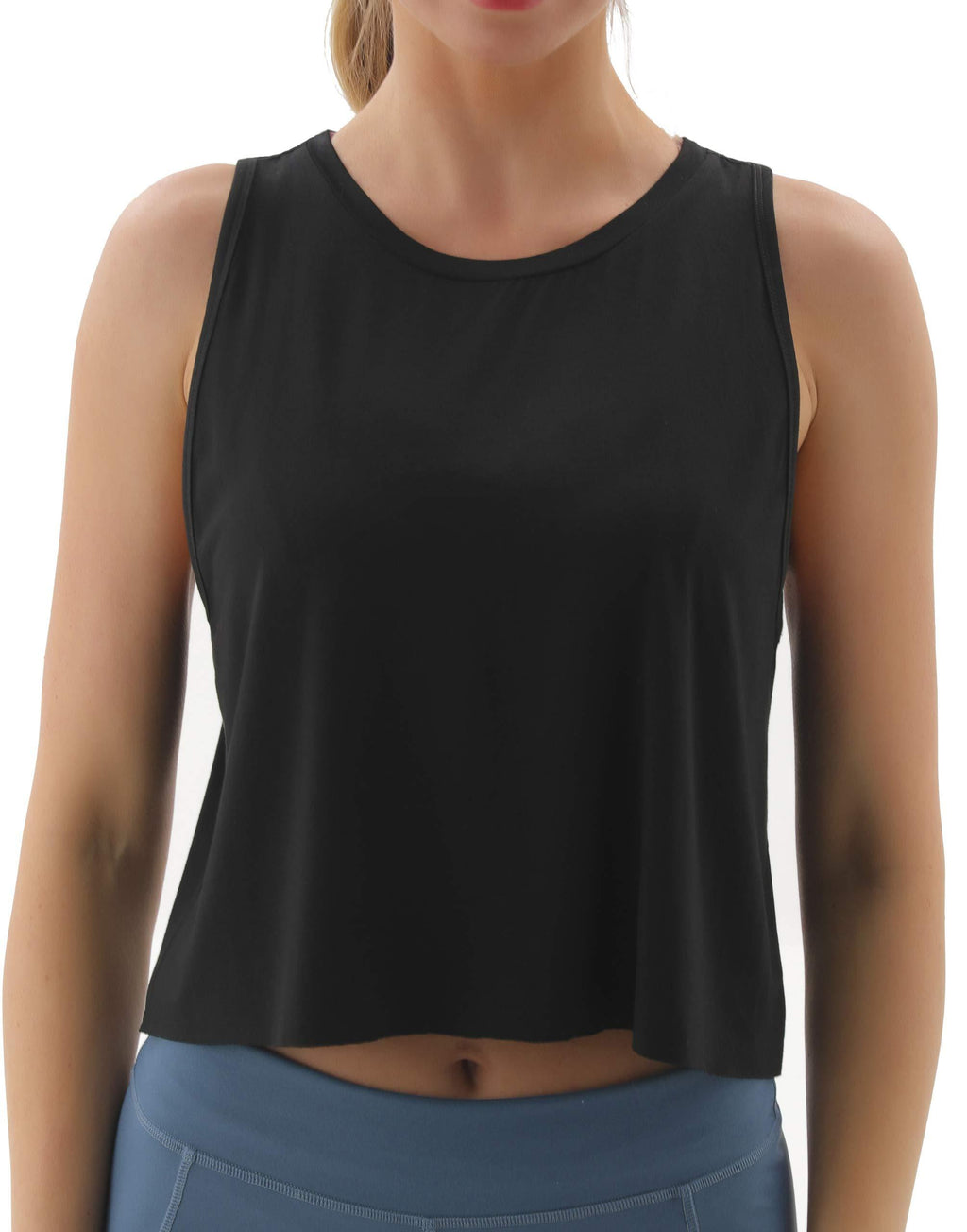 Workout Tops for Women-Tank Tops for Women Crop Sleeveless Tops for Women Tie Dye Design Black X-Small - BeesActive Australia