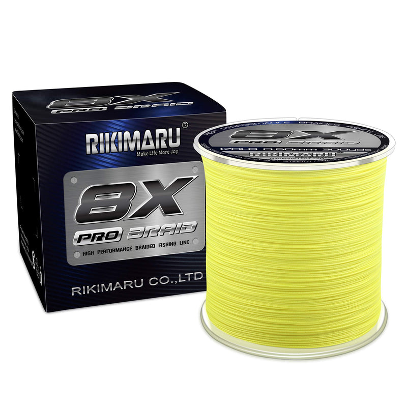Rikimaru 8X Pro Braid Fishing Line 6LB-170LB, 300yds-1000yds Fluo-Green,Lemon Yellow,Plum Pink Lemon Yellow 30LB(0.25mm)-1000Yds - BeesActive Australia