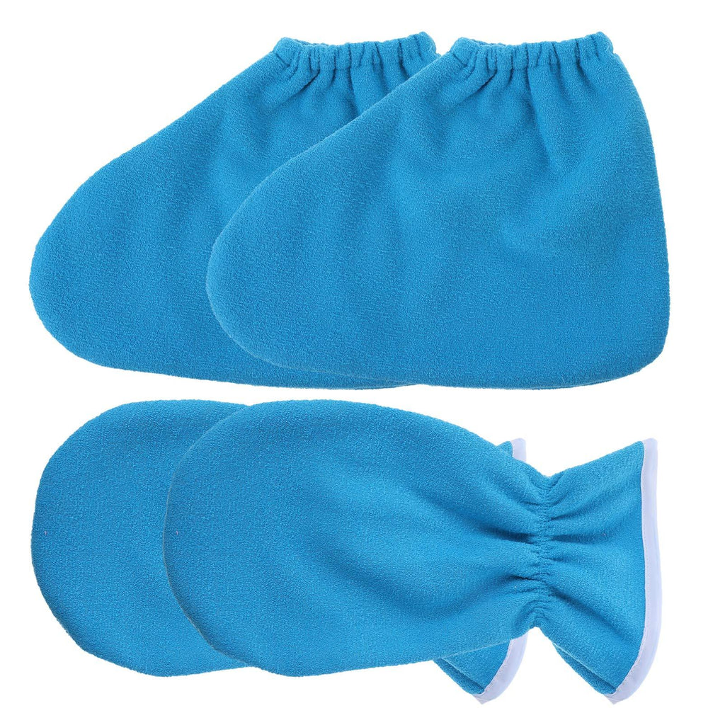 Lurrose 4Pcs Paraffin Wax Bath Gloves Bootie Paraffin Wax Work Hand Treatment Mitts Foot Spa Cover for Women Men Feet Hand Skin Care Therapy Blue - BeesActive Australia