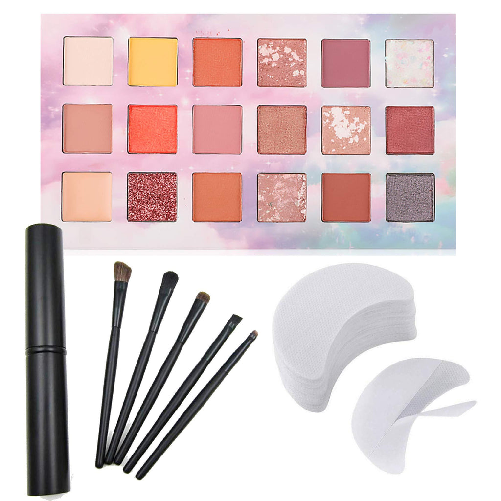 Wismee Eyeshadow Palette Makeup Set 18 Colors Matte Shimmer Natural Nude Eye Shadow Makeup Palette(0.74oz) Long Lasting Waterproof Cosmetic Palette with 5pcs Eyeshadow Brushes,100pcs Disposable Eyeshadow Gel Pad Patches Beauty Makeup Set for Women - BeesActive Australia