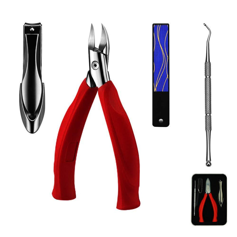 DELILONG large and sharp nail clippers set, suitable for toenails with ingrown nails. Professional nail clippers are suitable thick nail clippers for men and women. (RED) RED - BeesActive Australia