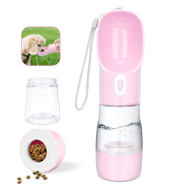 madeking Dog Water Bottle Portable Pet Water Bottle Leak Proof Dog Water Dispenser and Food, Lightweight Dog Travel Water Bottle Bowl for Walking and Trave pink - BeesActive Australia