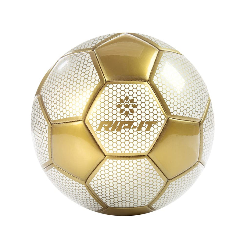 RIP-IT | Women's Pro Training Soccer Ball | Features Traditional 32 Panel Construction | Includes Winding Bladder for Long-Lasting Inflation White & Gold #5 - BeesActive Australia