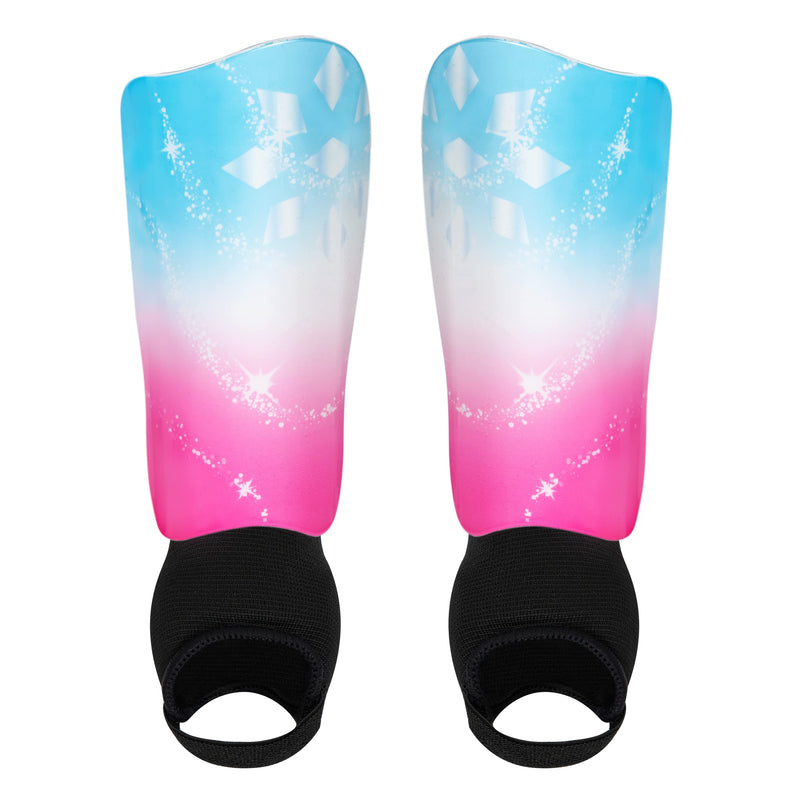 RIP-IT Girls Cut Pink & Blue Sparkle Slip-in Soccer Shin Guards - Medium/Large - Includes Hook-and-Loop Straps and Moisture Management Lined Padding - BeesActive Australia