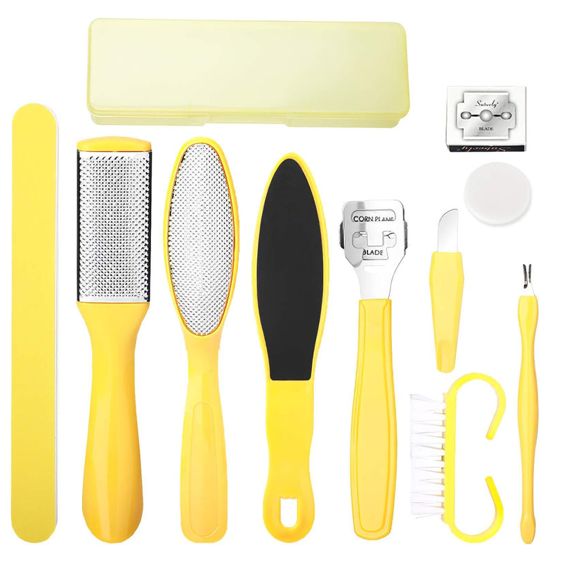 11 in 1Colossal Foot Rasp Foot File And Callus Remover For Feet, Stainless Steel Foot Care Tools Foot Rasp Feet Dead Skin Remover Heel Scraper For Feet Pumice Stone For Feet Pedicure Kit(Yellow) Yellow - BeesActive Australia