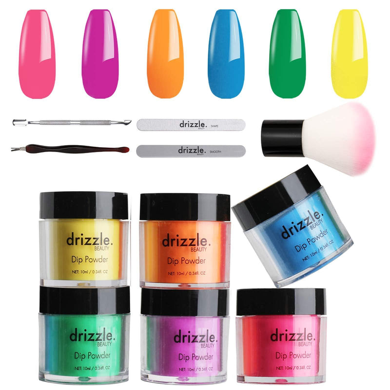 Drizzle Dip Powder Nail Starter Kit 6 Candy Rainbow Colors, Dipping Powder System Starter Nail Kit Acrylic Dipping System for French Nail Manicure Nail Art Set Electric - BeesActive Australia