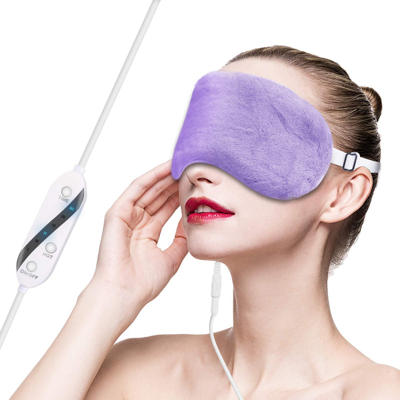 Heated Eye Mask for Dry Eyes, Comfortable & Super Soft USB Eye Warm Compress Mask with Flaxseed, Lavender, Adjustable Strap, Adjustable Temperature and Time Control, Relieve Tired Eye (Purple) Purple | Usb & Microwave - BeesActive Australia