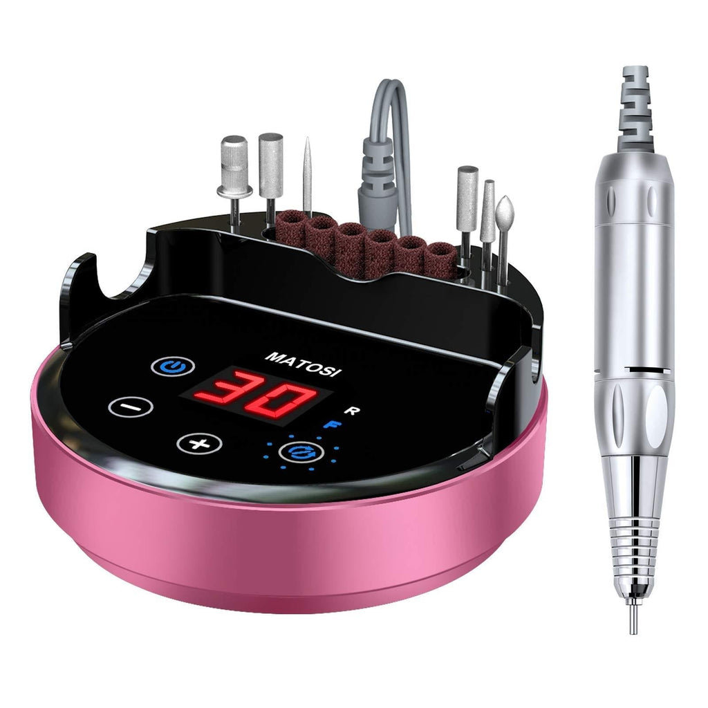 MATOSI 30000 rpm Professional Nail Drill, Removing Acrylic Nails, Gel Nails, Manicure Pedicure Polishing(with 11Pcs Nail Drill Bits and 6 Sanding Bands) High Speed Low Noise Home and Salon Use-Pink - BeesActive Australia