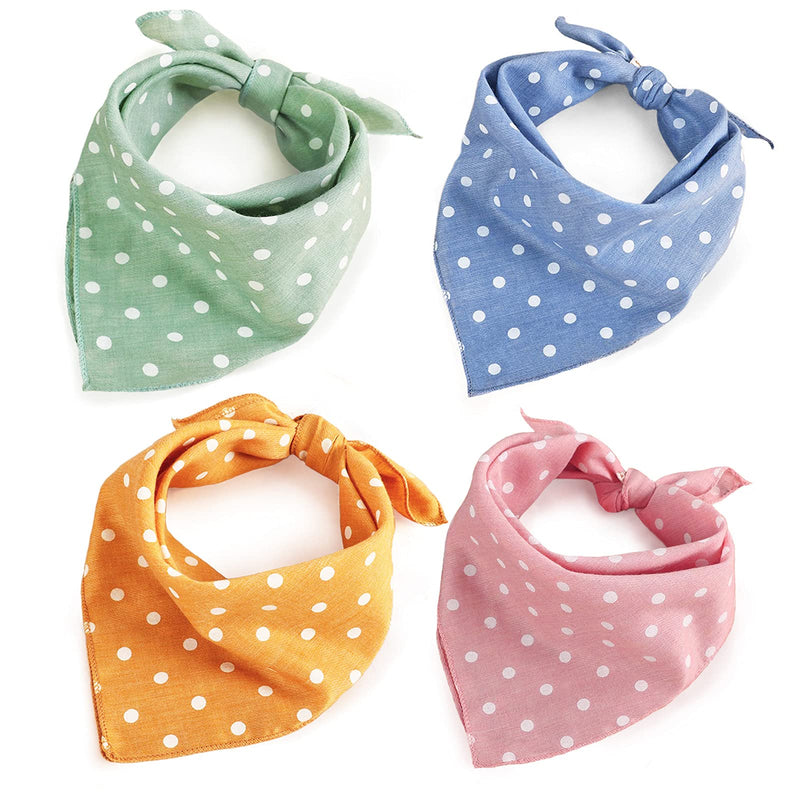 4PCS Dog Bandanas Fall Cute Soft Cotton Puppy Cat Scarfs Washable Daily Handkerchief Pink Green Blue Khaki Comfortable Gifts, Adjustable Accessories for Small Medium Large Girl Boy Pup Pet Polka Dot - BeesActive Australia