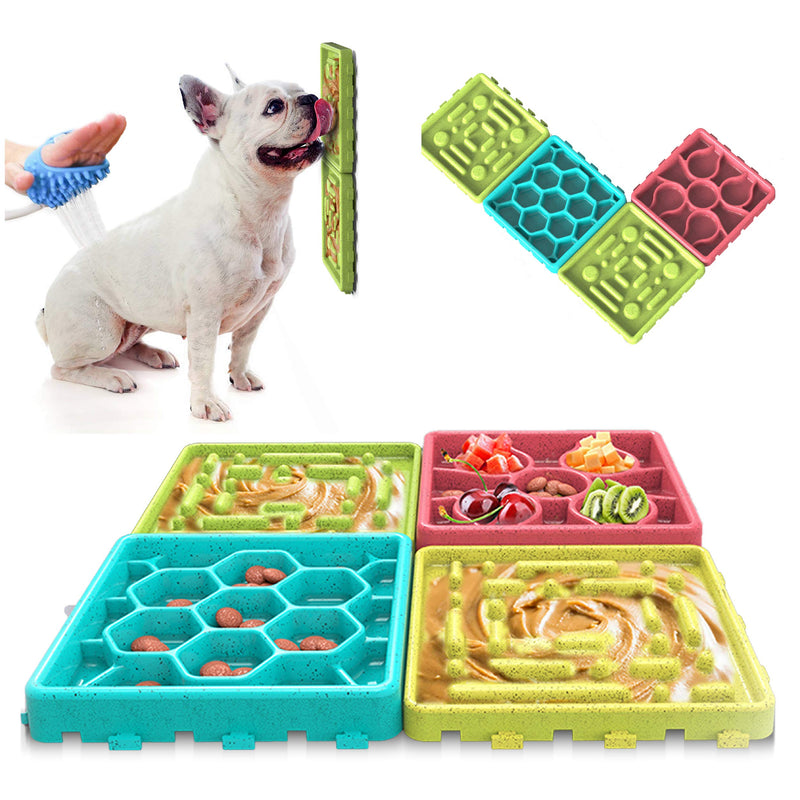 ANYPET - Slow Feeding Mat, Tray, Slow Feeder Dog Bowls, Food Mat for Dog, Dog Lick Pad Anxiety Relief Feeding Mat with Suction, Multicolor, 5.9’’x5.9’’x2.9’’ (APT06) - BeesActive Australia