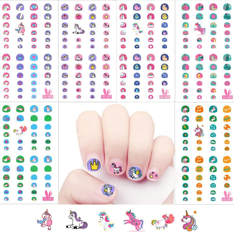 Fanoshon Kids Nail Art Stickers Unicorn Wraps Decals Set for Little Girls, 270+ Children Self Adhesive Unicorn Princess Birthday Party Supplies Fingernail Toenail Tips Makeup Manicure Christmas Gift - BeesActive Australia