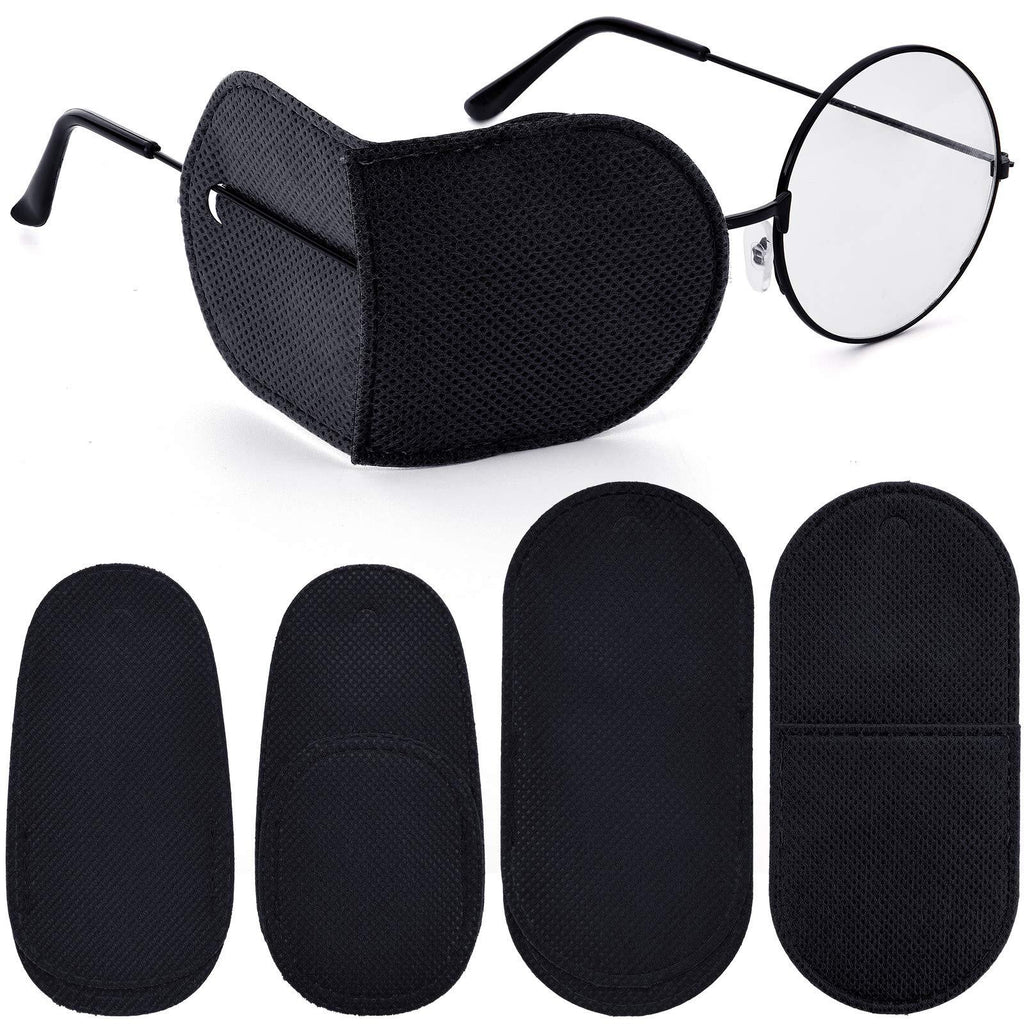 24 Pieces Black Eye Patches for Adults Kids Glasses Patch to Cover Either Eye, Large and Medium Size, 4.5 x 2.2 inches and 4 x 2 Inches - BeesActive Australia