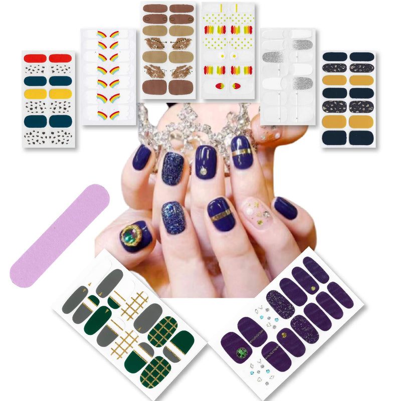 8 Sheets Full Wraps Nail Polish Stickers,DIY Self-Adhesive purple color Nail Art Strips for Women Girls (Fingernail A020) Fingernail A020 - BeesActive Australia