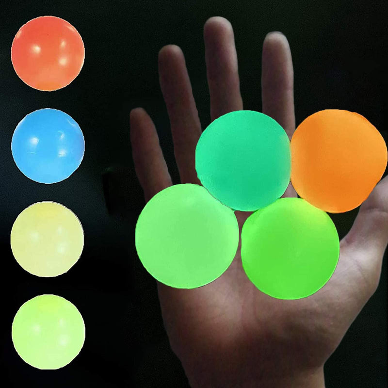 Glow In The Dark Ceiling Sticky Balls 4PCS Glow Balls That Stick To Ceiling Balls Sticky Wall Balls For Kids Adult Luminescent Stress Relief Balls Squishy Ball Fidget Stick Sensory Toys Fun Gifts - BeesActive Australia