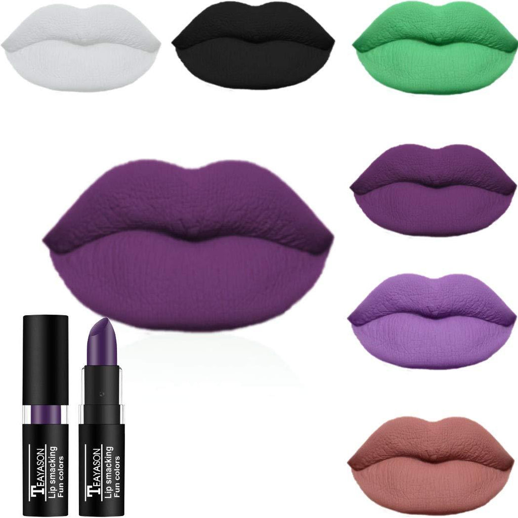 Kisshine Matte Lipsticks Gothic Colorful Lipstick Party Long Lasting Non Fading Lip Stick Cosmetics Makeup Gift for Women and Girls Pack of 1 (Purple 11#) Purple 11# - BeesActive Australia