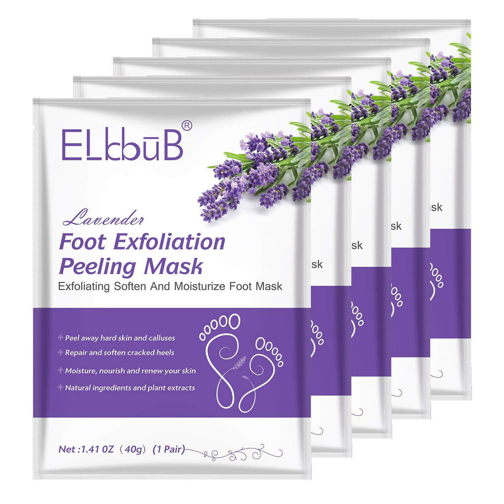 Foot Mask, Foot Peel Mask (5 Pack), Foot Treatment, Soft Baby Foot Removes Calluses and Dead Skin Cells, Repair Rough Heels (lavender) - BeesActive Australia