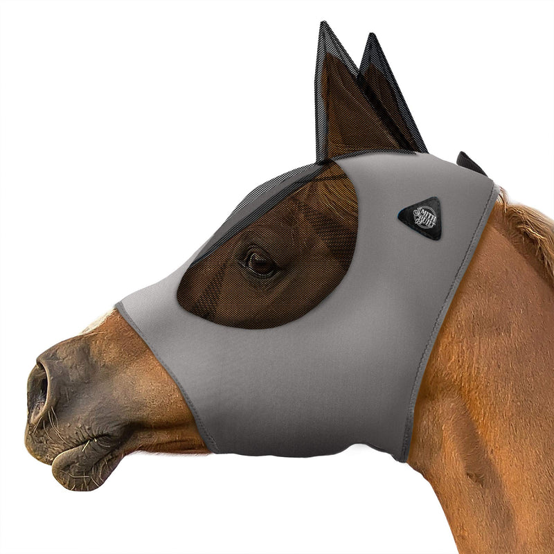 SmithBuilt Horse Fly Mask - Mesh Eyes and Ears, Breathable Fabric, UV Protection Pony Gray - BeesActive Australia