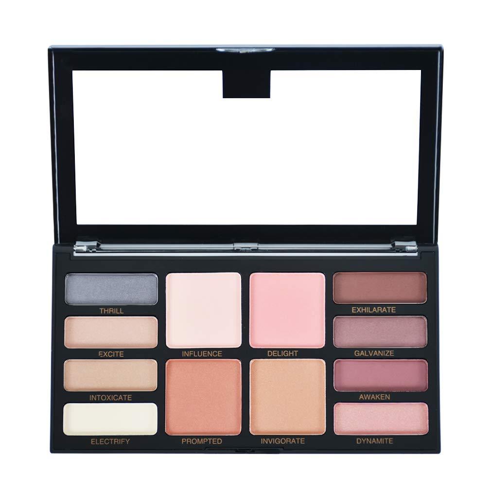 OBLHER B Makeup 8-Earth-Color Eyeshadow Palette Velvet Matte and Fine Pearls Combined with 1 Color Powder 2 Blush 1 Micro Coffee Face Highlighter Powder (19.8oz) E9494-02 - BeesActive Australia