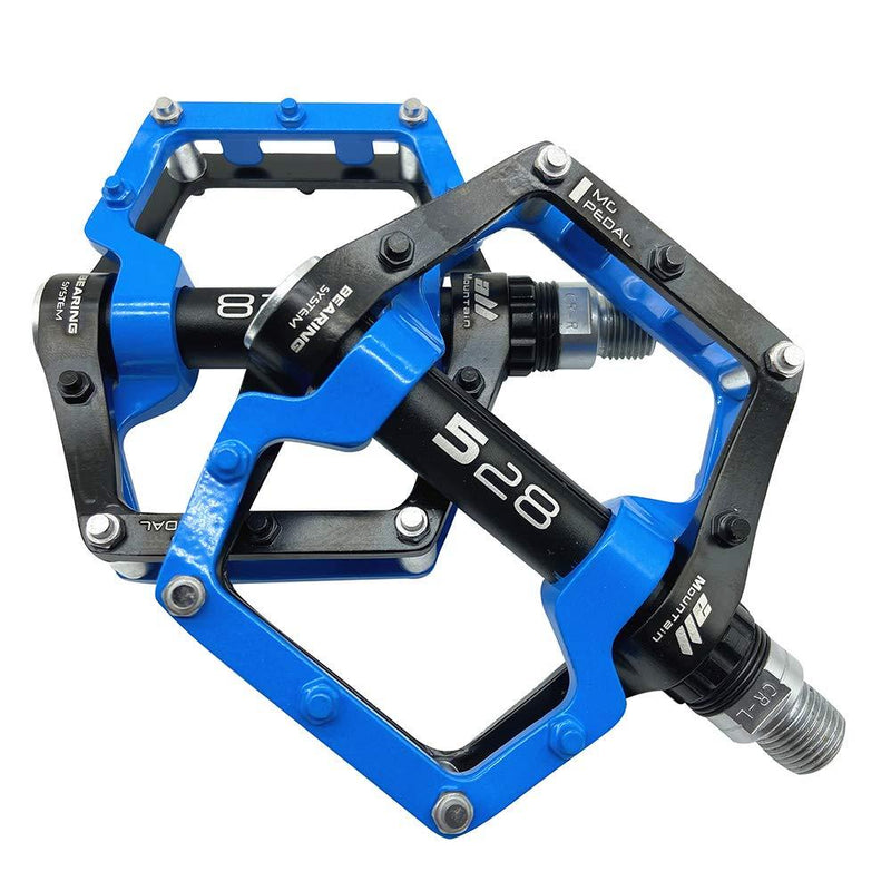 CMUNDLJQ MTB Pedals Mountain Bike Pedals Aluminum Alloy Non-Slip Bearing Lightweight 9/16" Flat Pedals for BMX Road Bicycle 528 blue - BeesActive Australia