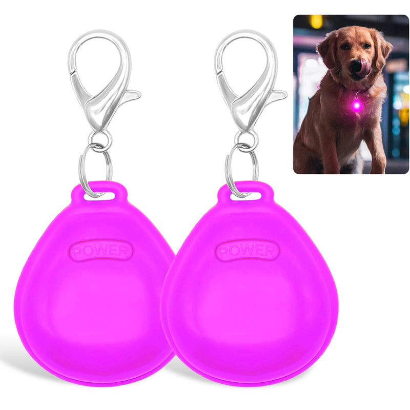 HIGO Light Up Dog Tags, Flashing Dog Camping Gear Clip-on Pet ID Pendant, Glowing LED Dog Collar Light for Night Walking (Pink-Round) Pink-round - BeesActive Australia