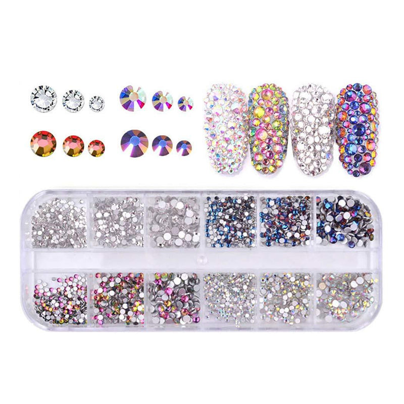 Campsis 440 psc Rhinestone Nails Art Sparkly Cryatsl Diamonds Nail Colorful Craft 3D Decorations Nails Set Fingernails Toenails Decor Manicure Supplies - BeesActive Australia