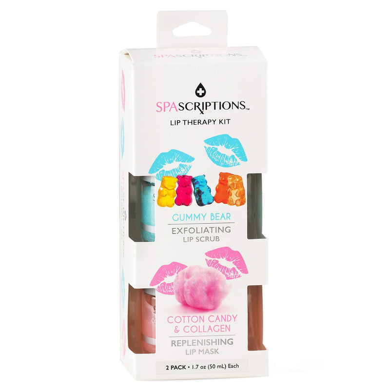 💋 Spascriptions 2-Pack Lip Therapy Treatment to Lip Dryness, Gummy Bear Sugar Lip Scrub to Exfoliate and Cotton Candy & Collagen Overnight Lip Mask to Replenish - BeesActive Australia