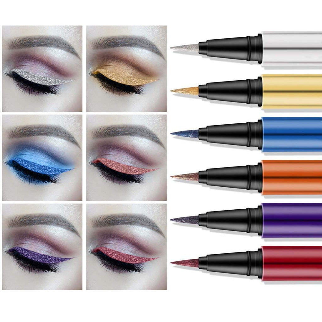 Kisshine Multicolor Eyeliner Party Shimmer Waterproof Color Liquid Eyeliner High Pigmented Quick-Drying Long Lasting Eye Liner Pen for Women and Girls (Purple 05#) Purple 05# - BeesActive Australia