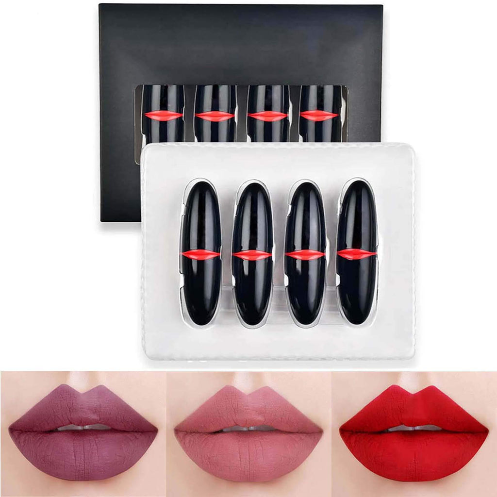 Edanta Matte Lipstick Set 4 PCS High Pigment Lipsticks Long Lasting Lip Stick Velvet Lip Gloss Cosmesis Waterproof Lip Makeup for Women and Girls (K- Red 1) K- Red 1 - BeesActive Australia