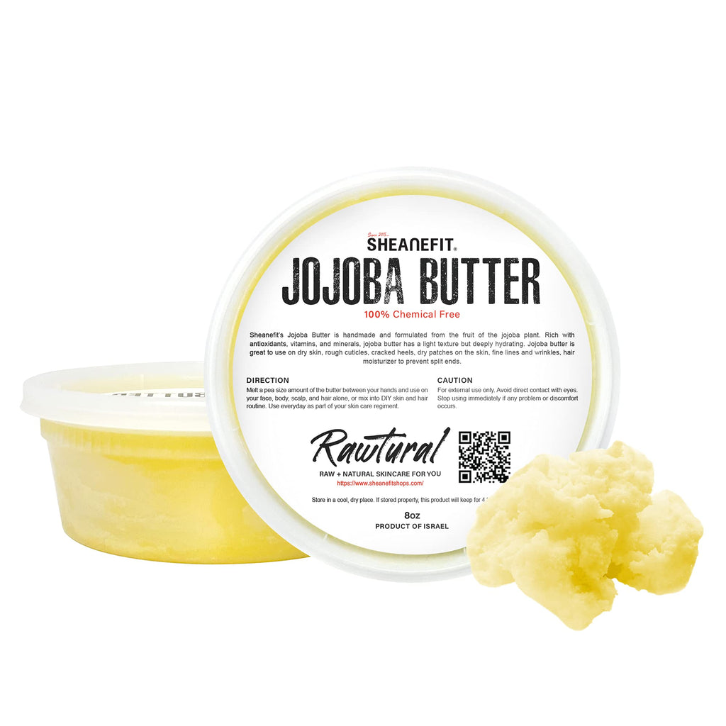 Sheanefit Raw Jojoba Butter, Hydrating Semisolid Body Butter, Daily Moisturizer For Face & Body, Yellow 8oz (Pack of 1) Pack of 1 - BeesActive Australia